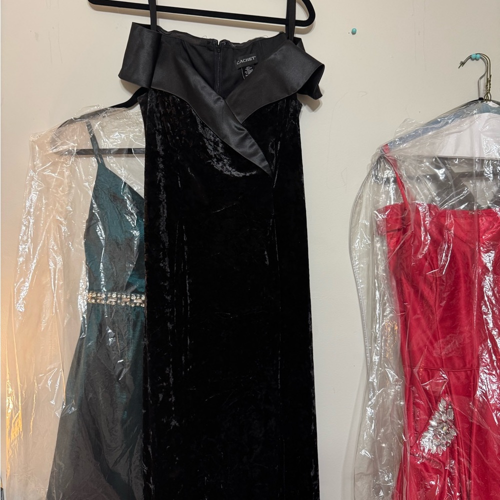 Cachet Black Sleeveless Cowl Neck Gown
